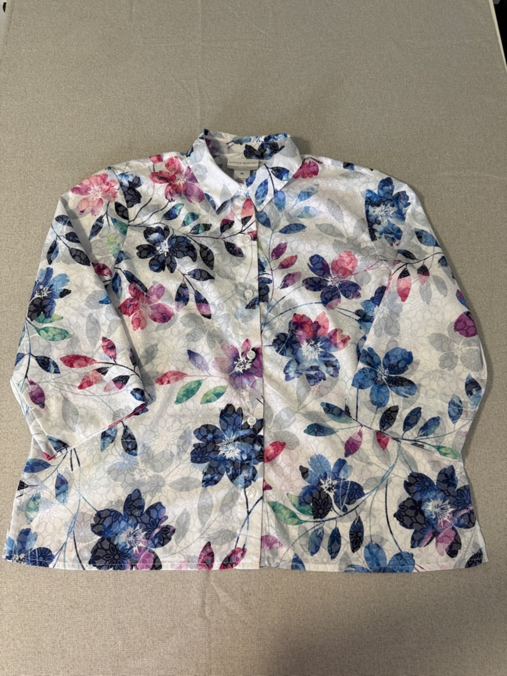 Alfred Dunner Petite Floral Button-Up  3/4 sleeve shirt SZMP - Picture 10 of 15